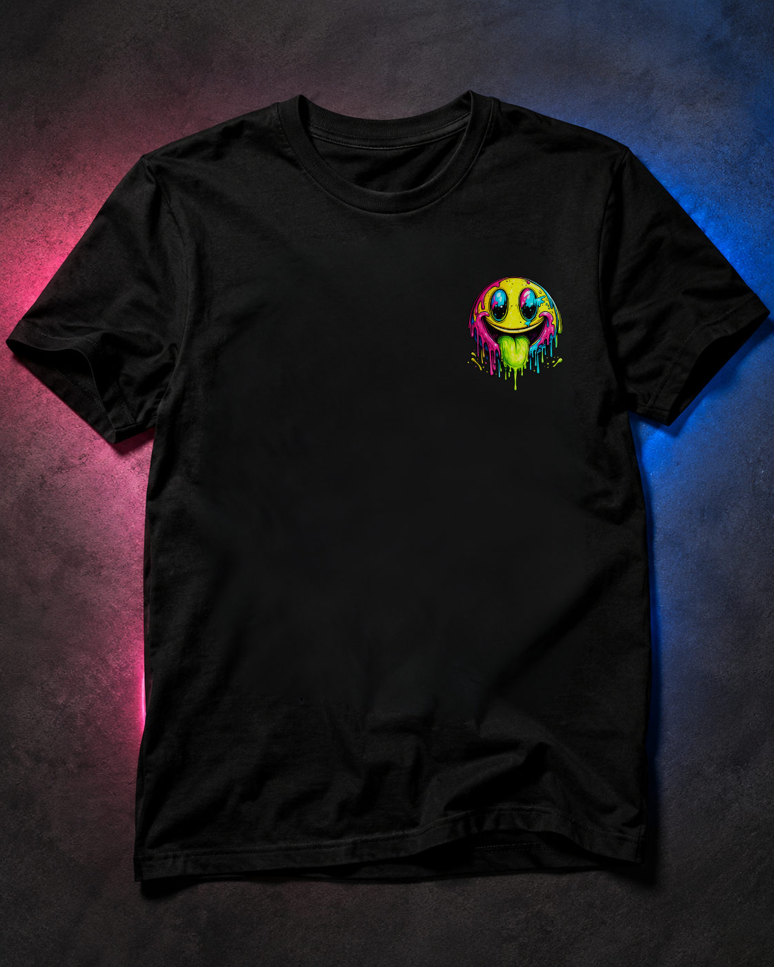 Stay Crazy Neon Smiley Graphic T-Shirt