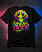 Stay Crazy Neon Smiley Graphic T-Shirt