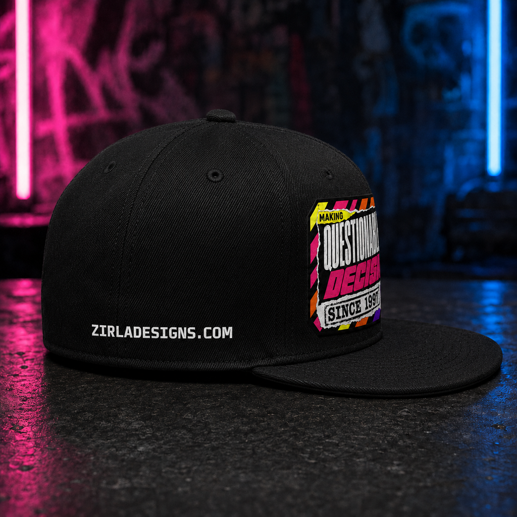 Making Questionable Decisions Black Snapback Hat – Bold Streetwear Graphic Cap