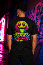 Stay Crazy Neon Smiley Graphic T-Shirt