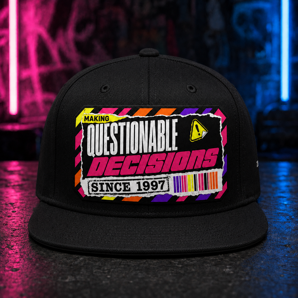 Making Questionable Decisions Black Snapback Hat – Bold Streetwear Graphic Cap