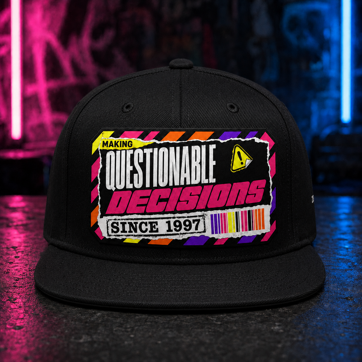 Making Questionable Decisions Black Snapback Hat – Bold Streetwear Graphic Cap