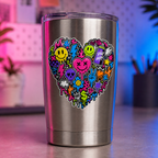 Graffiti Heart Vinyl Sticker, neon happy graffiti art decal