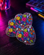 Graffiti Heart Vinyl Sticker, neon happy graffiti art decal