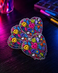 Graffiti Heart Vinyl Sticker, neon happy graffiti art decal