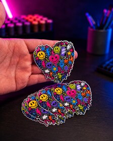Graffiti Heart Vinyl Sticker, neon happy graffiti art decal