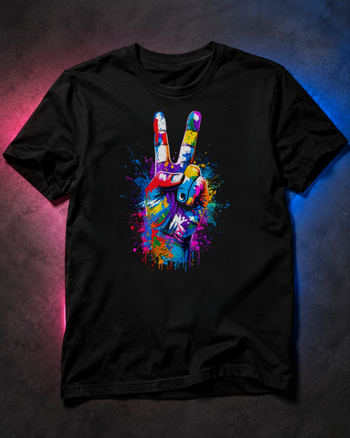 PEACE IN FULL COLOR GRAPHIC T-SHIRT