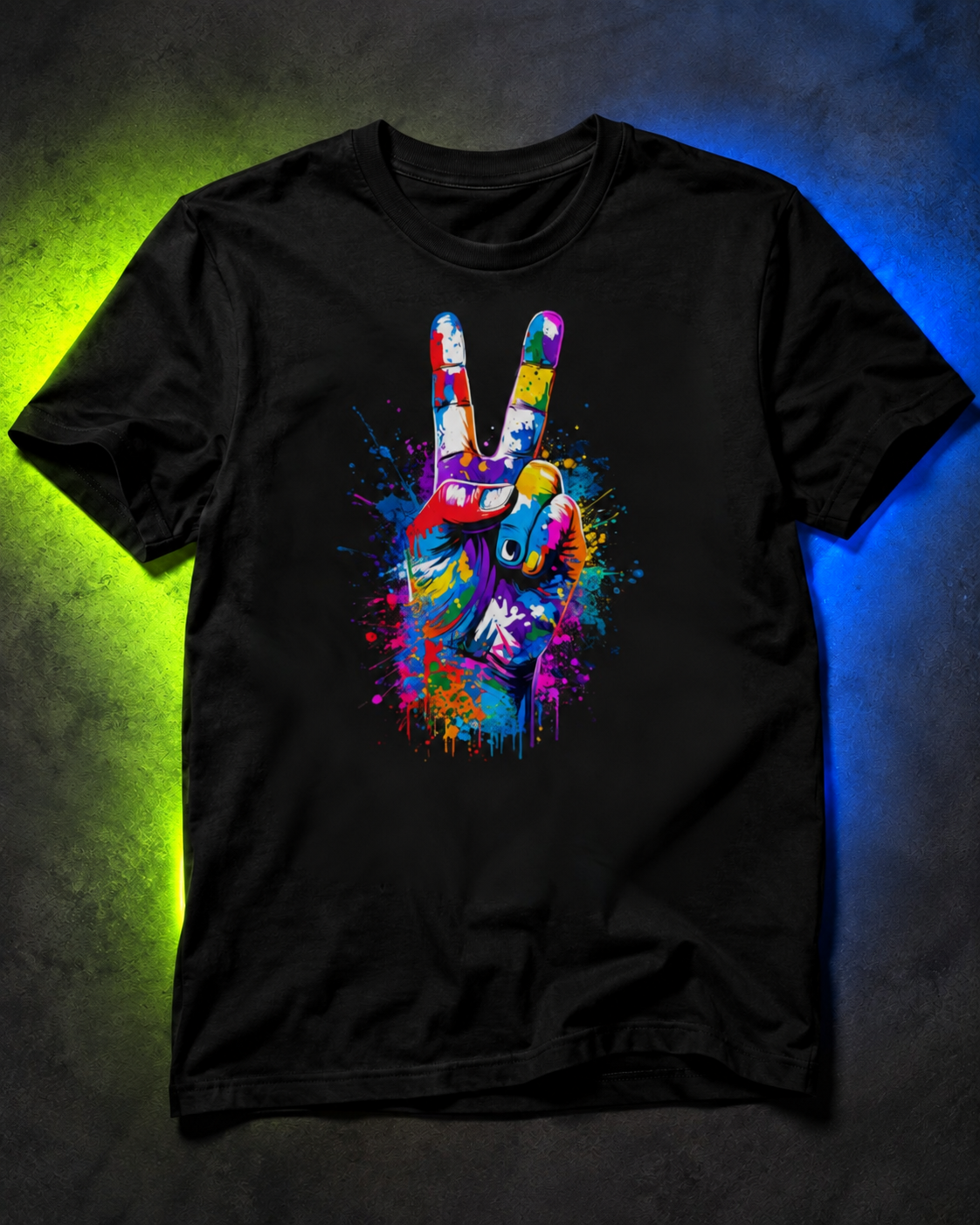 PEACE IN FULL COLOR GRAPHIC T-SHIRT